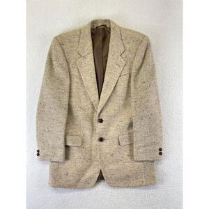 Avoca Collection Womens Blazer Jacket‎ Beige Plaid Buttons Lined Career Large